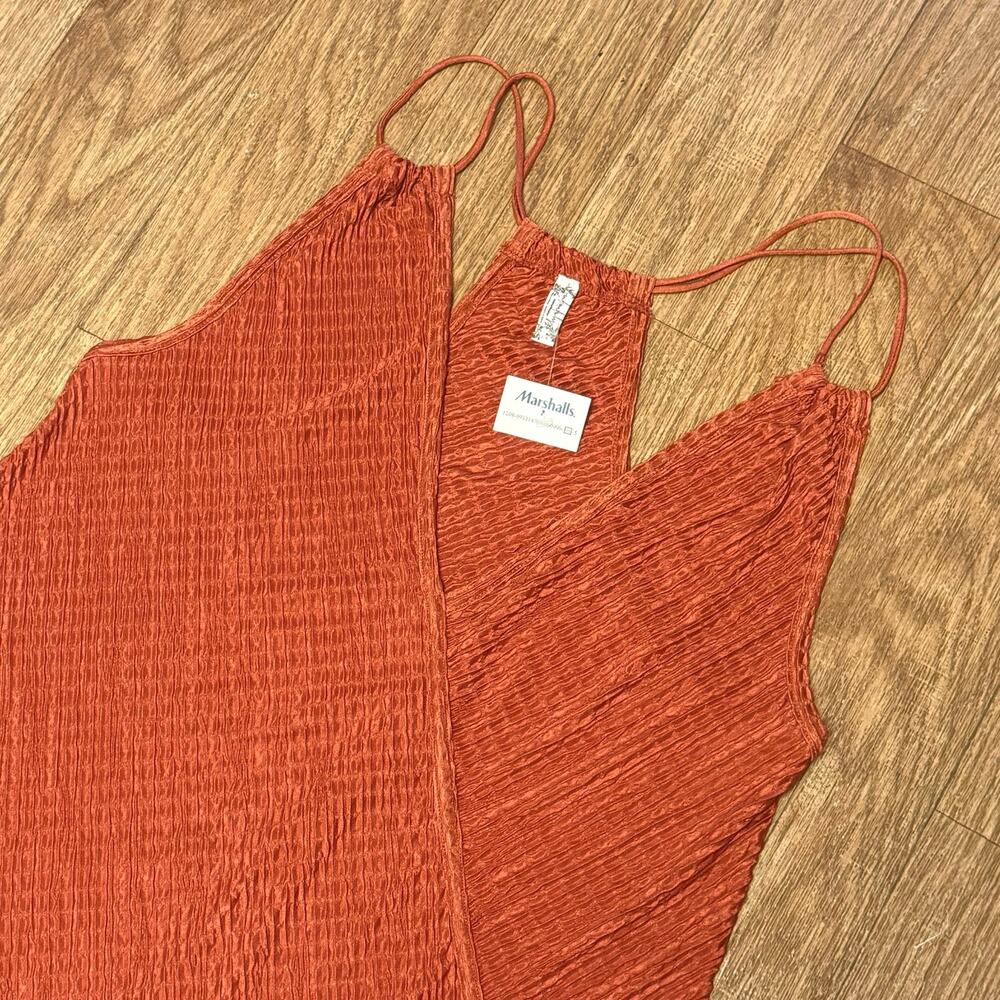 Intimately By Free People Burnt Orange Textured Faux Wrap Tank Top Size Large